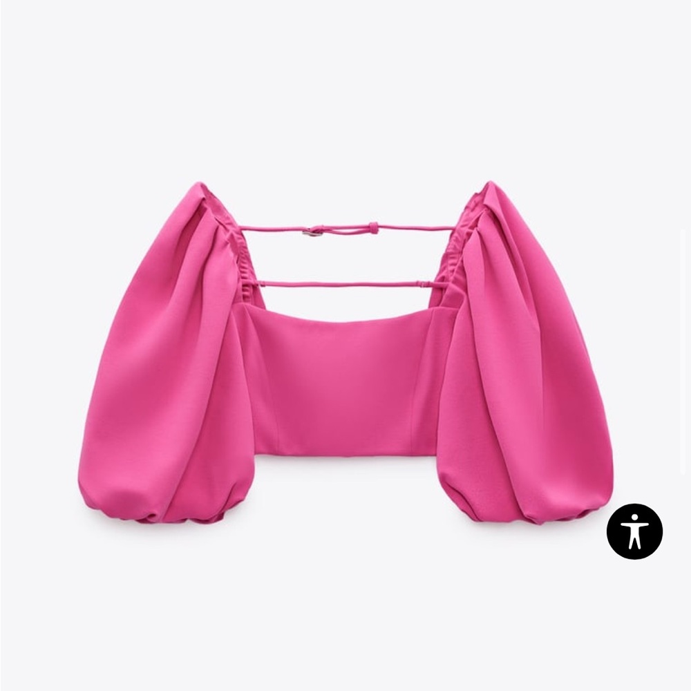 Zara crop balloon top in fuchsia